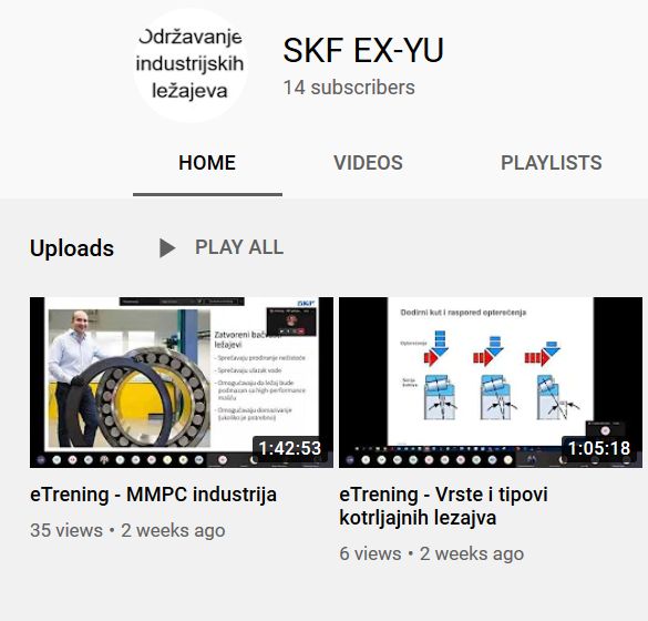 SKF EX-YU youtube kanal - eTreninzi